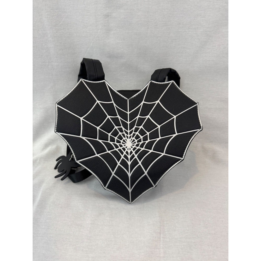 Spider Web Heart Backpack with‎ Spider Charm Halloween Goth Emo Purse NWOT